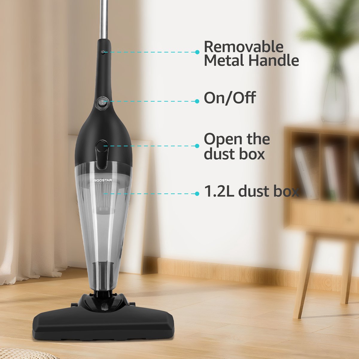 Aigostar 4-in-1 Steelstofzuiger Bedraad - 15KPa - 600W - Zwart