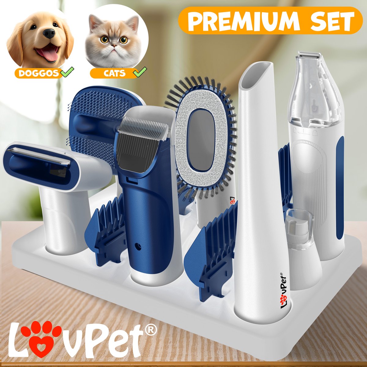 LOVPET® Hondentondeuse - Tondeuse voor dikke vacht  - Wit / Blauw