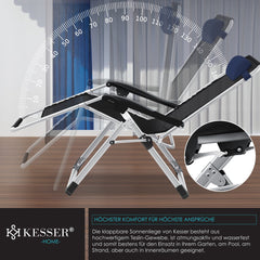 Tuinstoel - Ligstoel - Verstelbaar - Opvouwbaar - Blauw - KESSER®