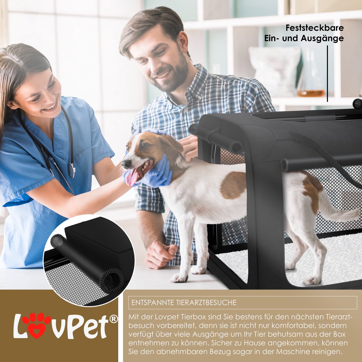 LOVPET® Hondenbench - Hondenbox - Transportbox - 91x63x63 - Zwart