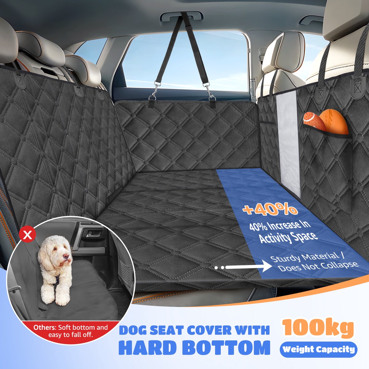 Nobleza Hondendeken Auto - Autodeken Hond - 130x70cm - Zwart