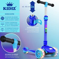 KIDIZ® Kinderstep - Opvouwbaar - Verstelbaar - City Scooter - Blauw •