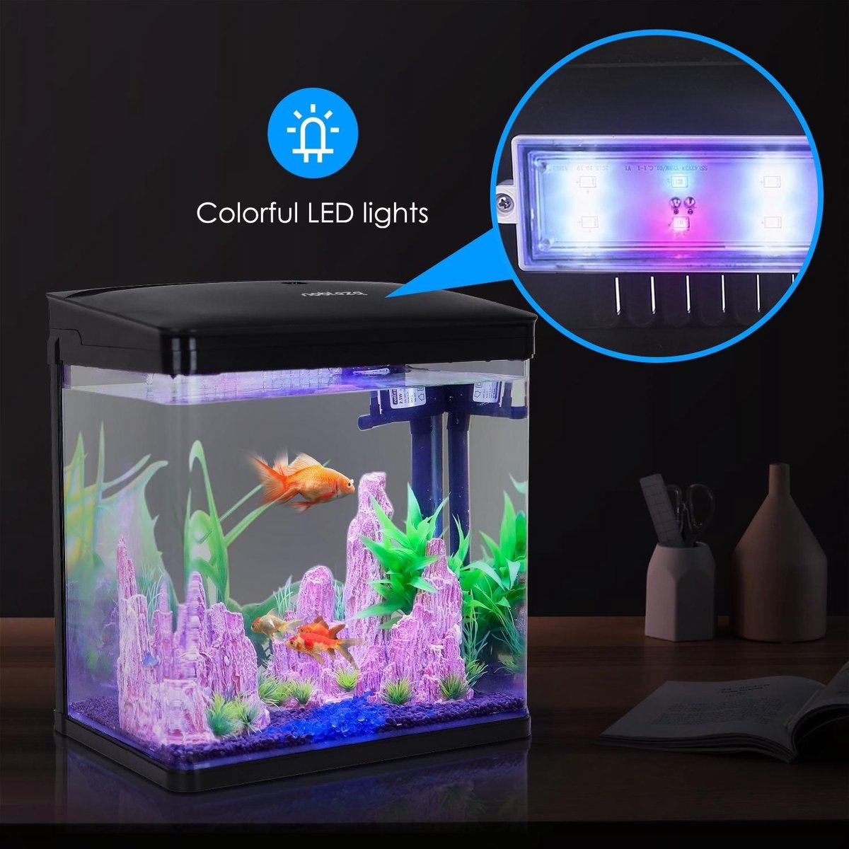 Aquarium Kit - 29x20x33 cm - 14L - Zwart - Nobleza