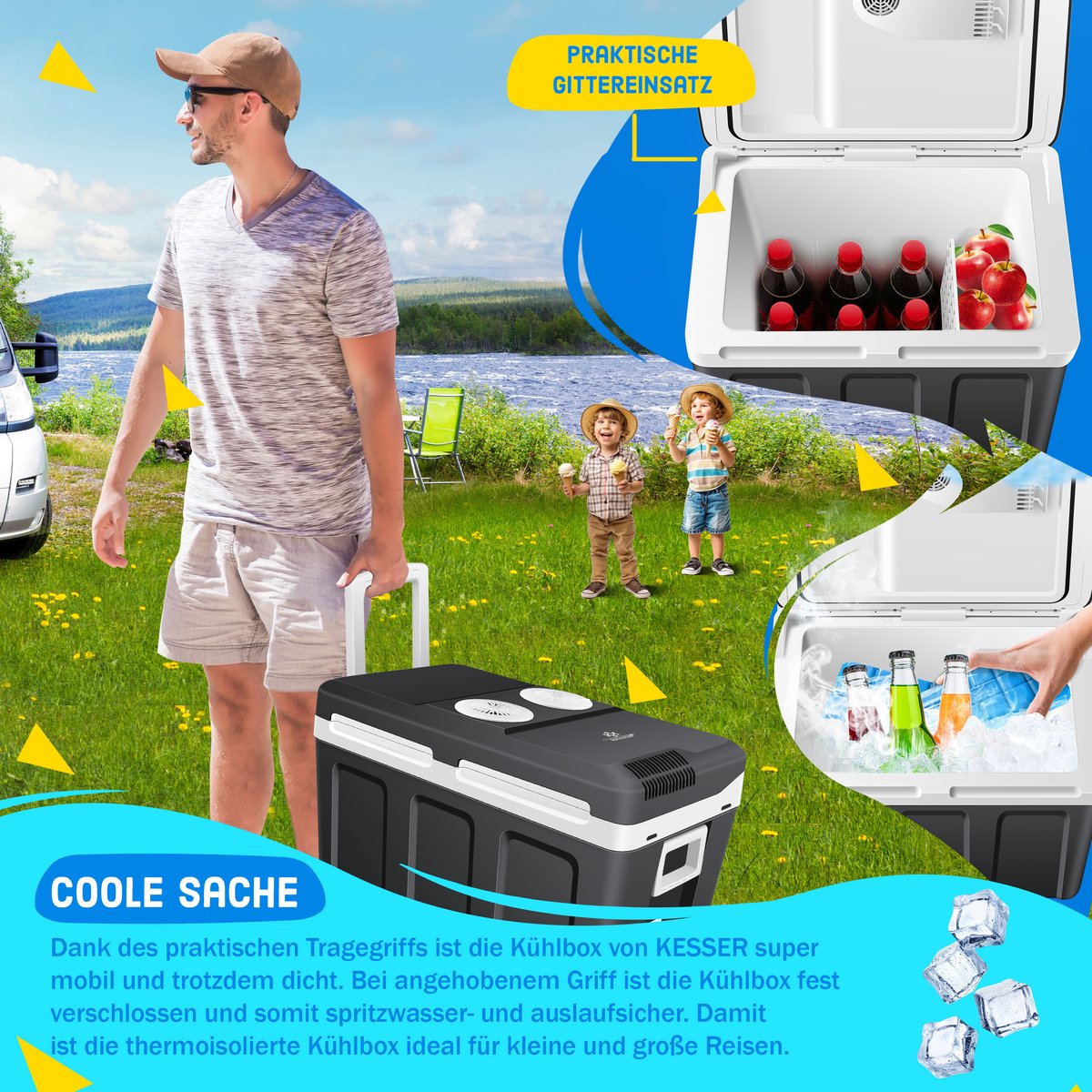 KESSER® Thermo-Elektrische Koelbox – 40L – 12V/230V – Antraciet