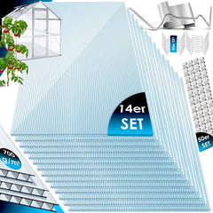 KESSER® 14x Polycarbonaat Dakplaten - Broeikas Platen - 150x70 cm - Doorzichtig