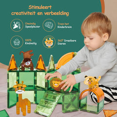 Magnetic Tiles - Magnetisch Speelgoed - Magnetische Tegels - Educatief & Constructie - Montessori Speelgoed - 50 Stuks - Magnetische Bouwstenen - Magnetische Bouwblokken - Bouw je Magna Wereld - Voor 3, 4, 5, 6, 7, 8, 9 Jaar - Kinderen - Olvy