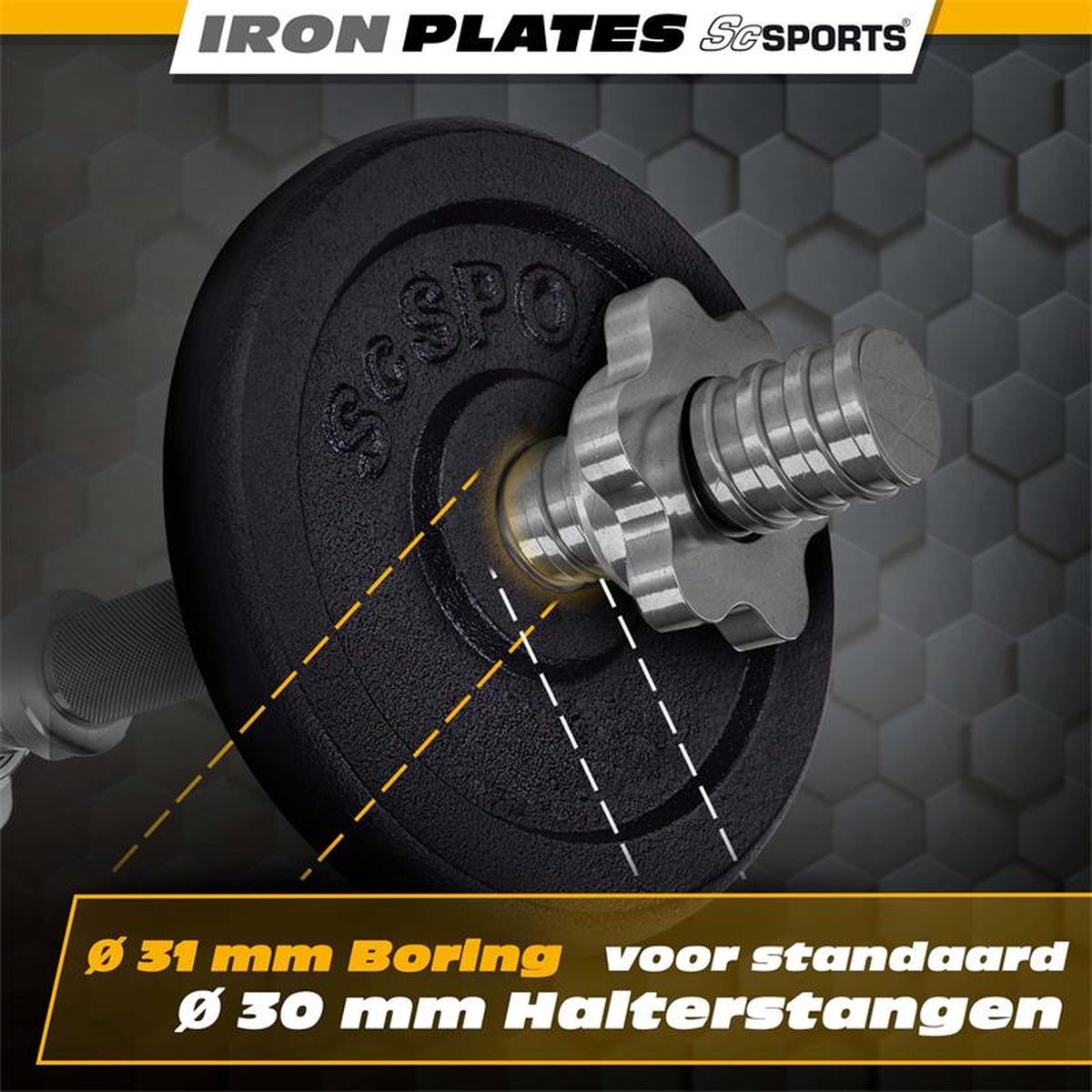 Halterschijven - Halter gewichten - 30 mm - Gietijzer - 4x0,5 kg - ScSPORTS®