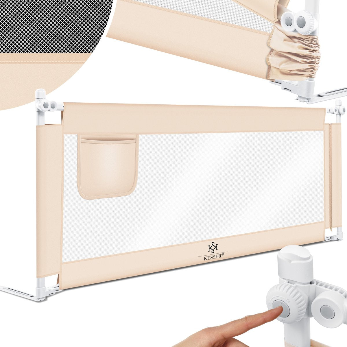 KESSER® bedhekje - Bedhek Kinderbedhek voor kinderen Baby bedhek Valbeveiligingsbed voor Bed & boxspring - 180cm, Beige