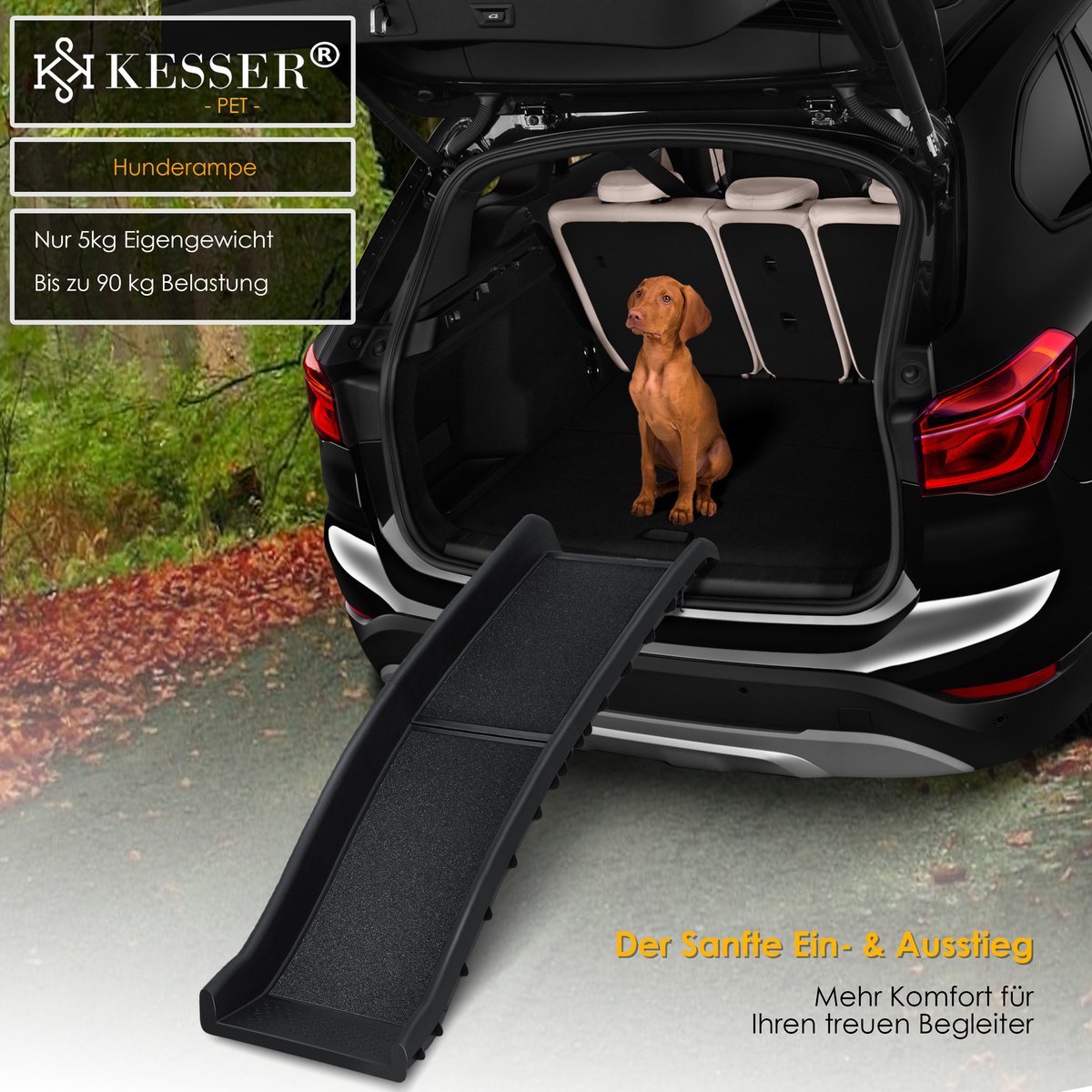 KESSER® Hondenhelling - Loopplank - Hondentrap - Opvouwbaar - Zwart