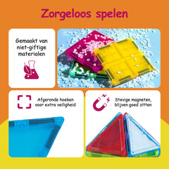 Magnetic Tiles Racebaan - 126 Stuks - Magnetisch Speelgoed - Magnetische Tegels - Educatief & Constructie - Auto's - Montessori - Bouwstenen - Bouwblokken - Voor 3, 4, 5, 6, 7, 8, 9 Jaar - Bouw je Magna Wereld - Kinderen - Olvy