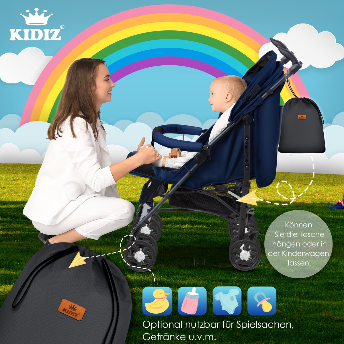KIDIZ® Voetenzak voor Autostoeltje en Buggy met Ritssluiting - Baby Slaapzak Deken voor Maxi-Cosi & Wandelwagen / Kinderwagen - Antraciet •