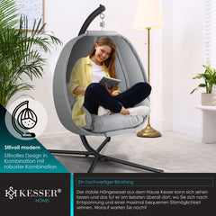 KESSER® Egg Hangstoel met Standaard - Tot 150kg - Grijs
