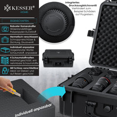 KESSER® Camera Koffer Cameratas Draagtas Beschermtas schuimrubber plukschuim - L
