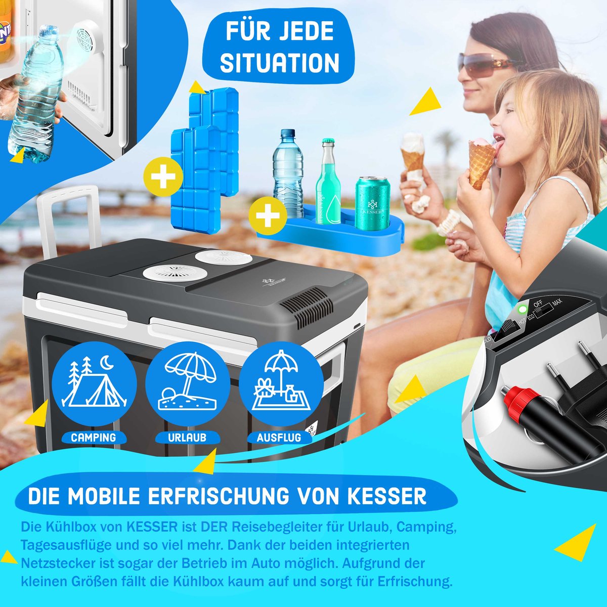 KESSER® Thermo-Elektrische Koelbox – 40L – 12V/230V – Antraciet