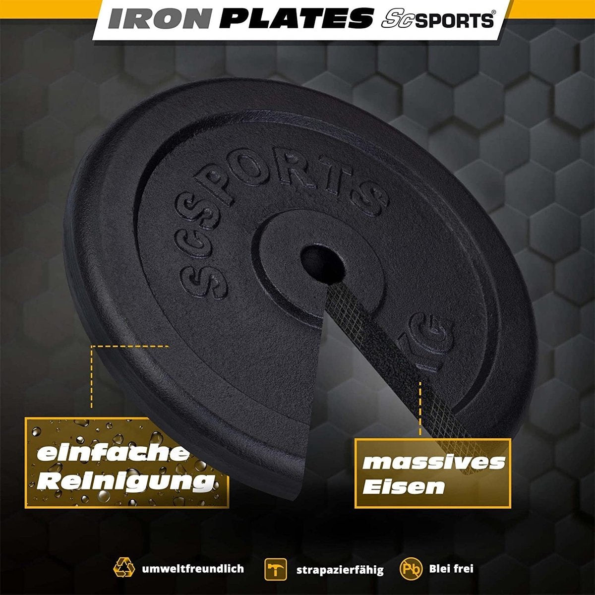 Halterschijven - Halter gewichten - 30 mm - 2x5 kg - Gietijzer - ScSPORTS®