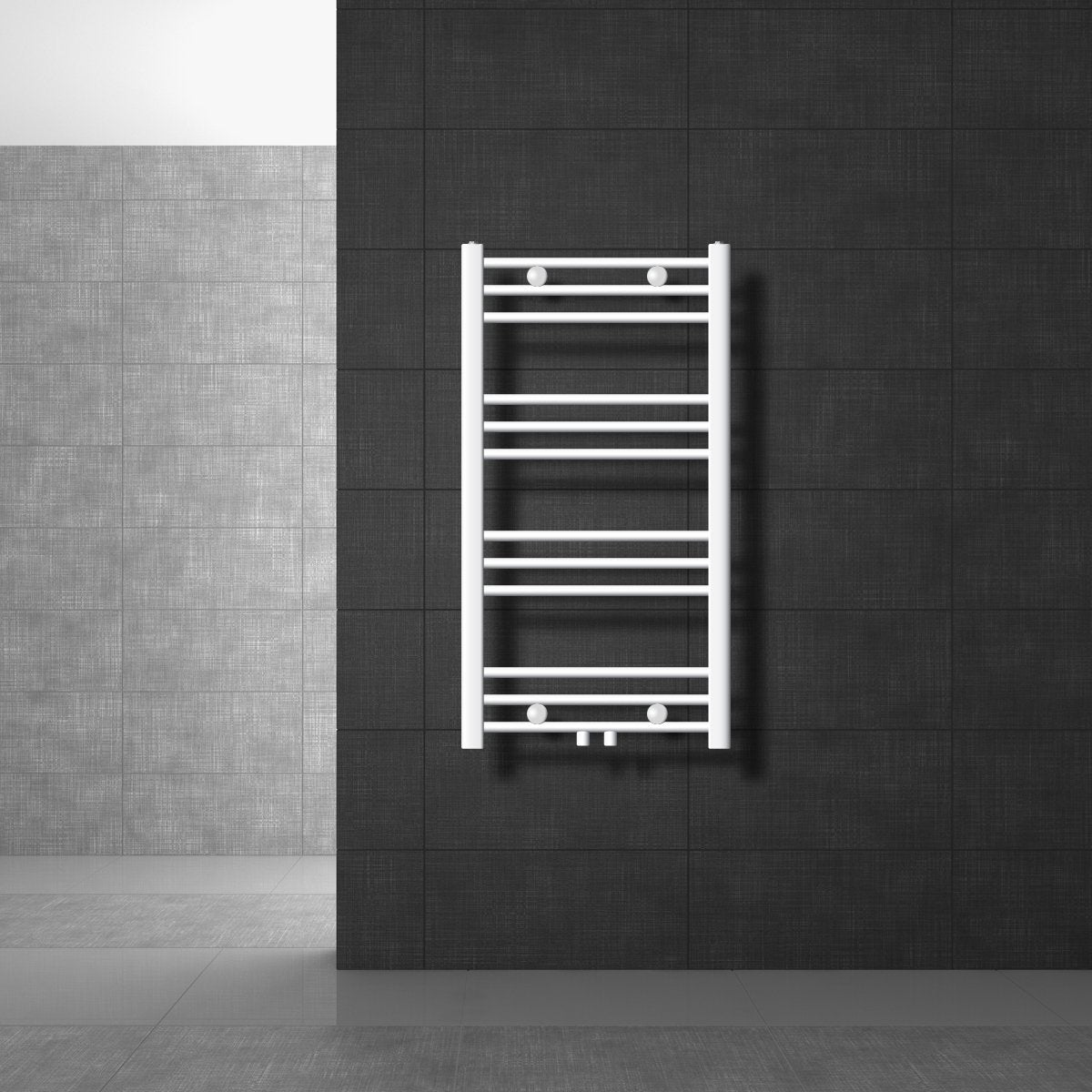 LuxeBath Badkamerradiator Sahara 500x800 mm, wit, recht met middenaansluiting, designradiator handdoekverwarmer, handdoekdroger