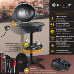 KESSER® Elektrische grill 2in1 tafelgrill - 2400 Watt - Zwart