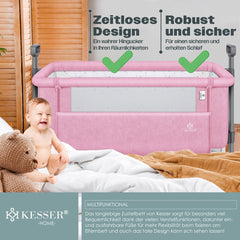 KESSER® Ledikant / Co-Sleeper / Babybed / Co Sleeper Wieg Hubi 3in1 Reisbed Babybed met zachte matras, met wielen, 5-voudig in hoogte verstelbaar, inklapbare zijwand voor thuis en onderweg - Roze