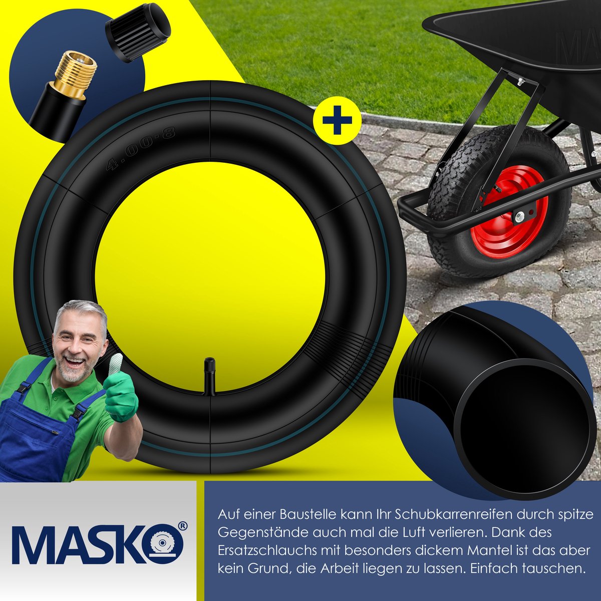 MASKO® Kruiwagen - 100L - Tot 250kg - Zwart