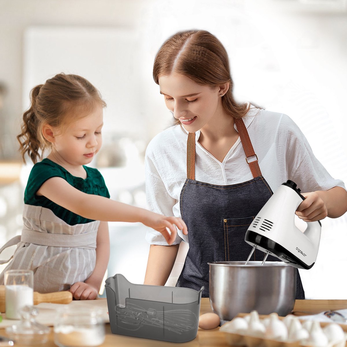 Aigostar Handmixer - 6 snelheden - 400W - RVS - Wit