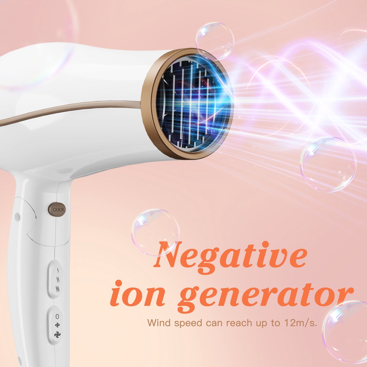 Aigostar föhn - Inklapbare Haardroger - 3 Standen - 2200W - Wit