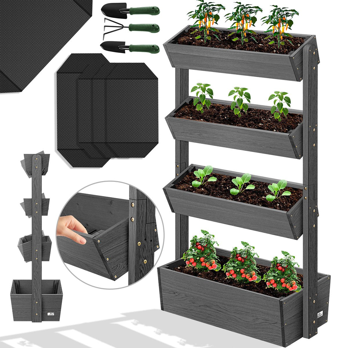 KESSER® Verticale Plantenbakken - Kweekbak - Plantenbak - Antraciet