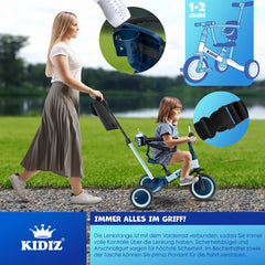 KIDIZ® Loopfiets 6in1 - Driewieler - Kinderfiets - 1-5 Jaar - Blauw