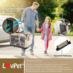 Reisbench hond - Draagtas hond - Transportbox - 91x63x63 cm - Beige