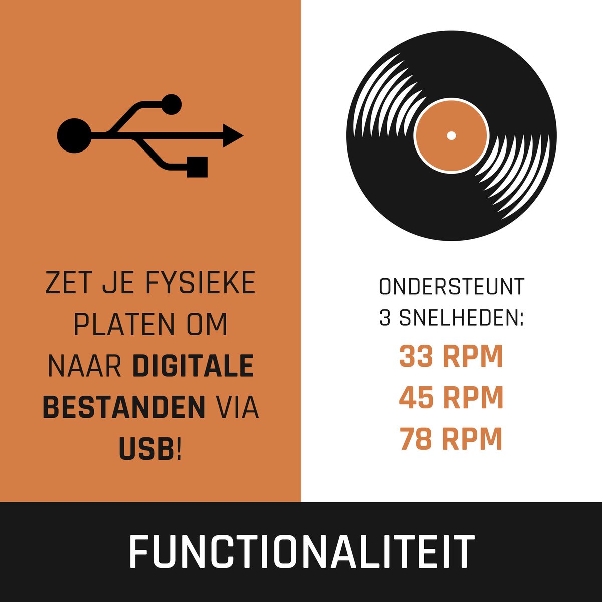 Lenco Platenspeler met Bluetooth - Ingebouwde Speakers - Auto-stop - LS-55WA - Hout •