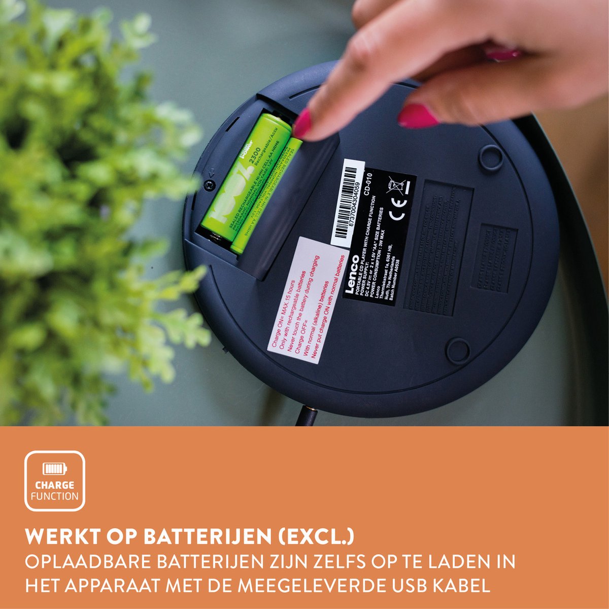 Lenco CD-010 Discman - Draagbare CD Speler met Oordopjes - Zwart