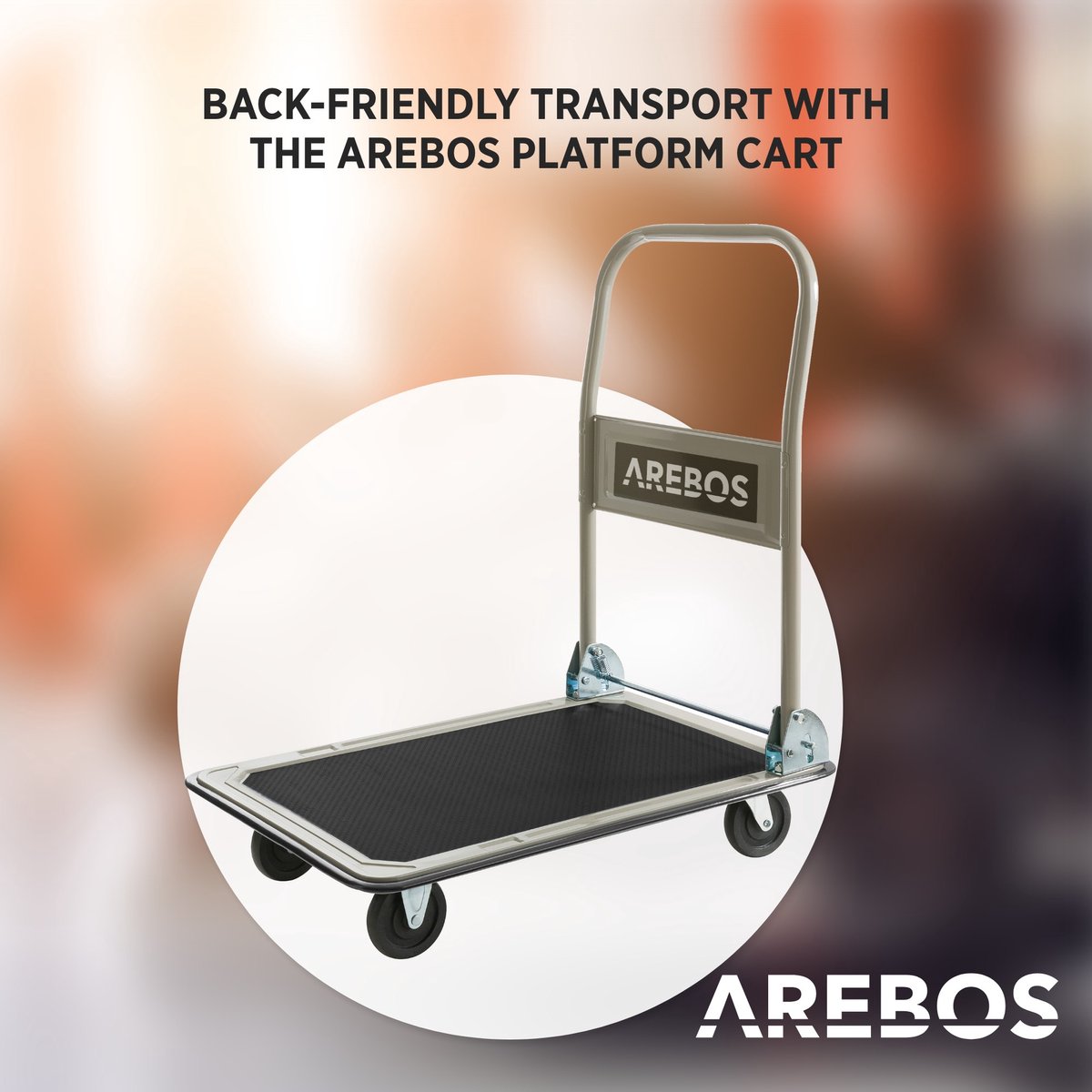 AREBOS Platformwagen - Plateauwagen - Transportwagen Inklapbaar - Transportkar 150 kg