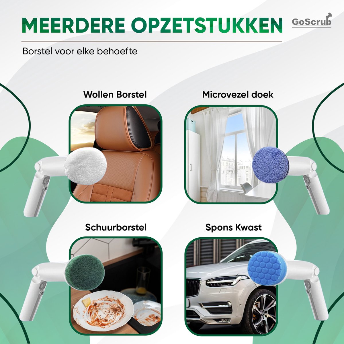 Elektrische Schoonmaakborstel – Elektrische Schrobber - Schrobborstel – Wit - V1 - GoScrub®
