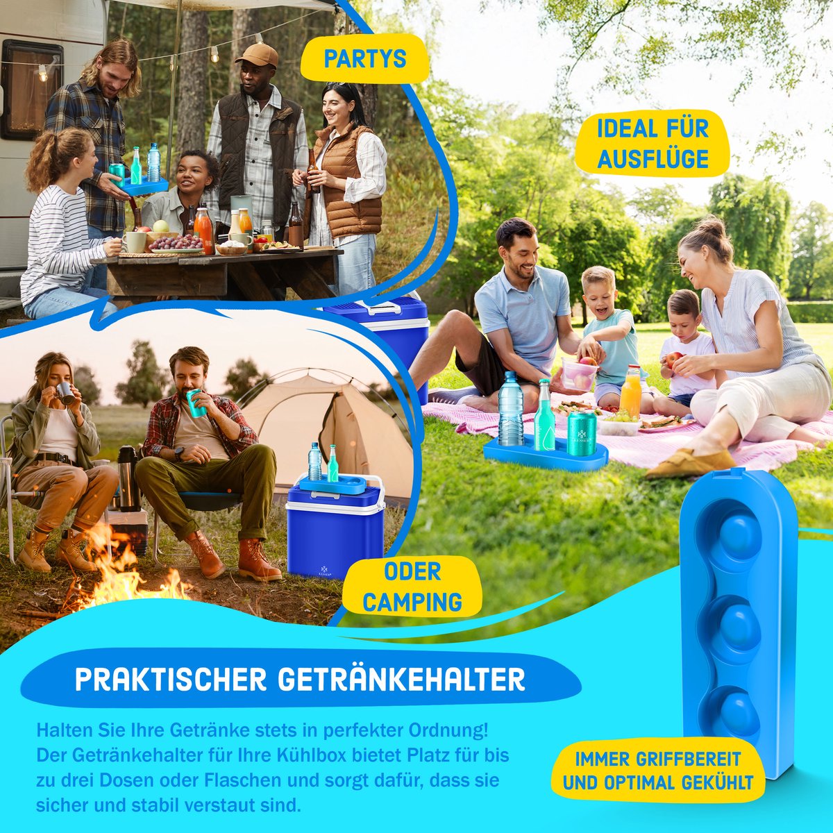 Koelbox Elektrisch – 12V en 230 volt - Coolbox - Frigobox - 24L – Blauw