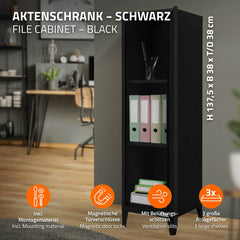 Archiefkast - Kantoorkast - Metalen kast met deuren - Zwart - ML-Design •