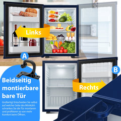 KESSER® Koelkast Tafelmodel 40L - Mini Koelkast Vrijstaand stil en afsluitbaar, LED-verlichting incl. 4 legplanken - Marineblauw