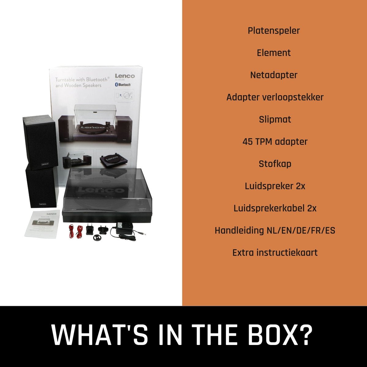 Lenco Platenspeler met Bluetooth - Twee externe Speakers - Auto-stop - LS-300BK - Zwart •