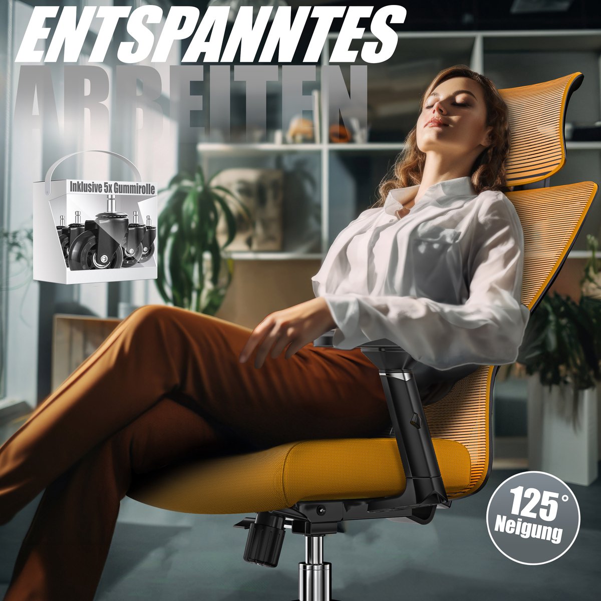 KESSER® Ergonomische Bureaustoel - Gamestoel - Office Chair - Oranje