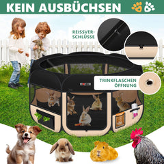 LOVPET® Puppyren voor Kleine Dieren Honden Katten - Opvouwbaar Hondenren inclusief kom en Haringen - Puppy Ren Pop-up Systeem Indoor & Outdoor Konijnenren - Beige