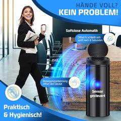 KESSER® Sensor Prullenbak - Afvalbak - Vuilnisbak - 56L - Zwart