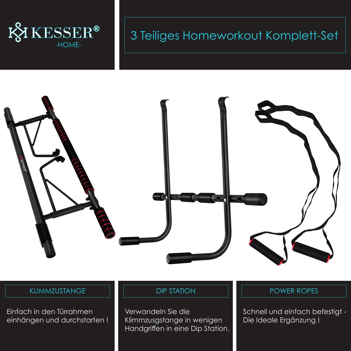 KESSER® Pull up bar - Optrekstang - Zonder schroeven - Rood