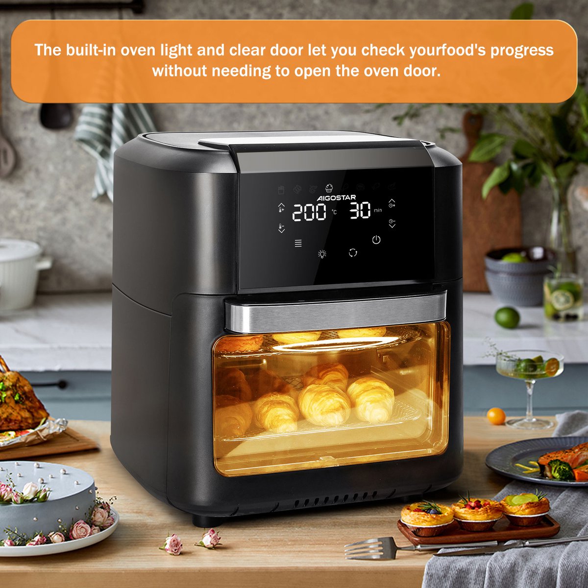 Airfryer oven XXL - heteluchtfriteuse - 12L - 1700W - Zwart