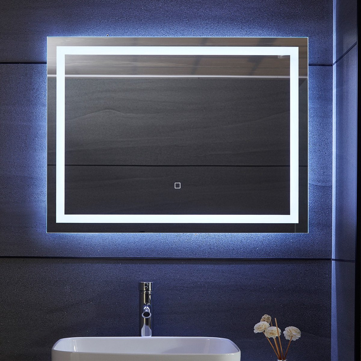 Badkamerspiegel met verlichting - Wandspiegel - 80x60 cm - Aquamarin