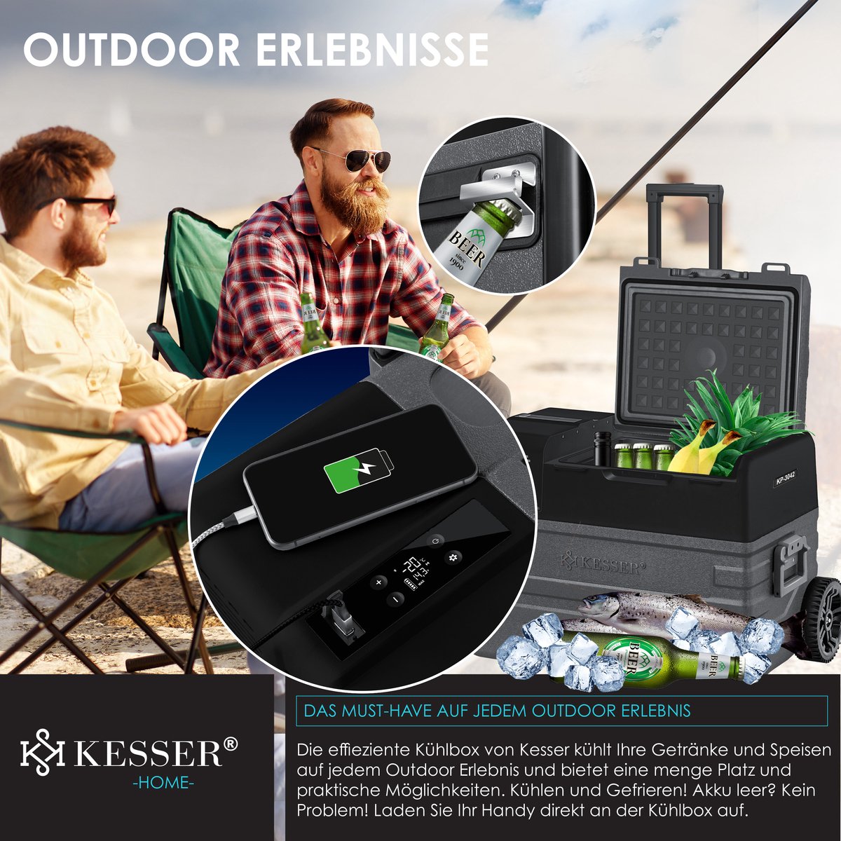 KESSER® Elektrische Koelbox - Compressor - tot -20°C - 42L - Zwart