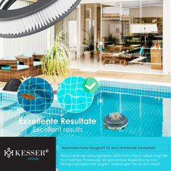 KESSER® Zwembadrobot accu Aqua-9000 incl. transporttas, Stofzuiger voor zwembaden tot 80m², Li-Ion accu max. 75 min, Zwembadreiniger snoerloze zwembadstofzuiger vloerreiniging volautomatische vloerstofzuiger - Oranje