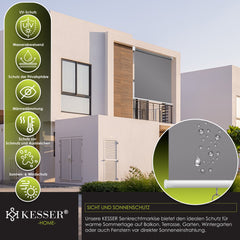 KESSER® Klemluifel - Balkonluifel - Rolgordijn - 100x240cm - Grijs