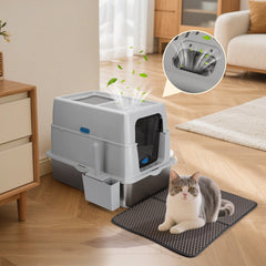 Kattenbak XXL - Kattentoilet - 59x40x44 cm - Grijs - Nobleza