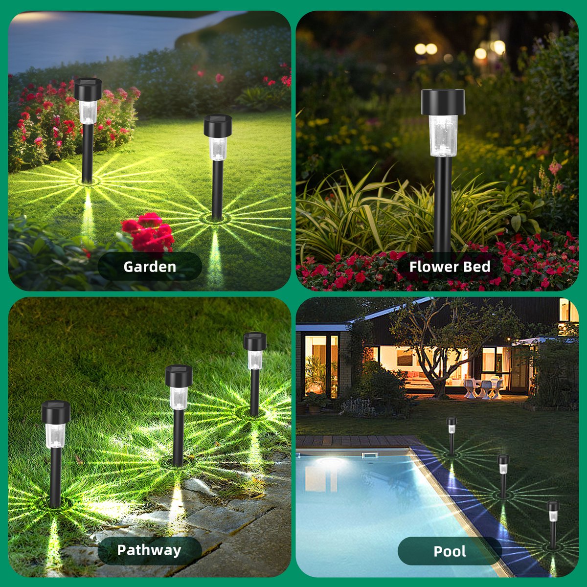 Aigostar Solar Tuinfakkels - 12 stuks - 29,5cm - Tuinverlichting op zonne-energie - IP44 - Tuinlantaarns - Padverlichting - 6500K