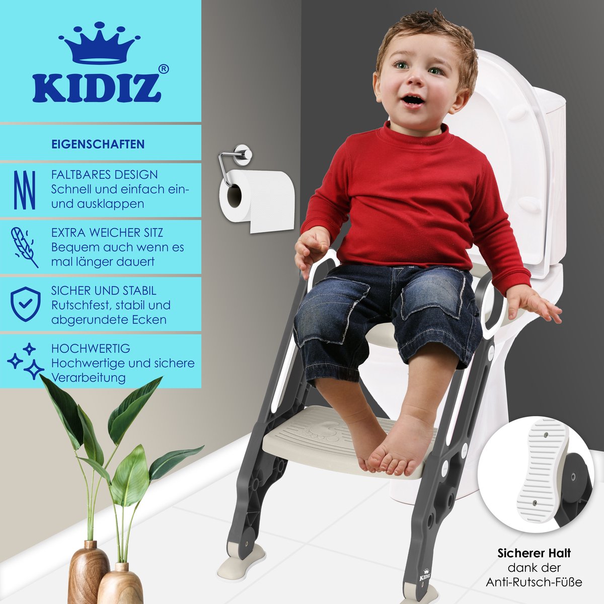 KIDIZ® WC Verkleiner - Potje Peuter - Toilettrainer - Grijs