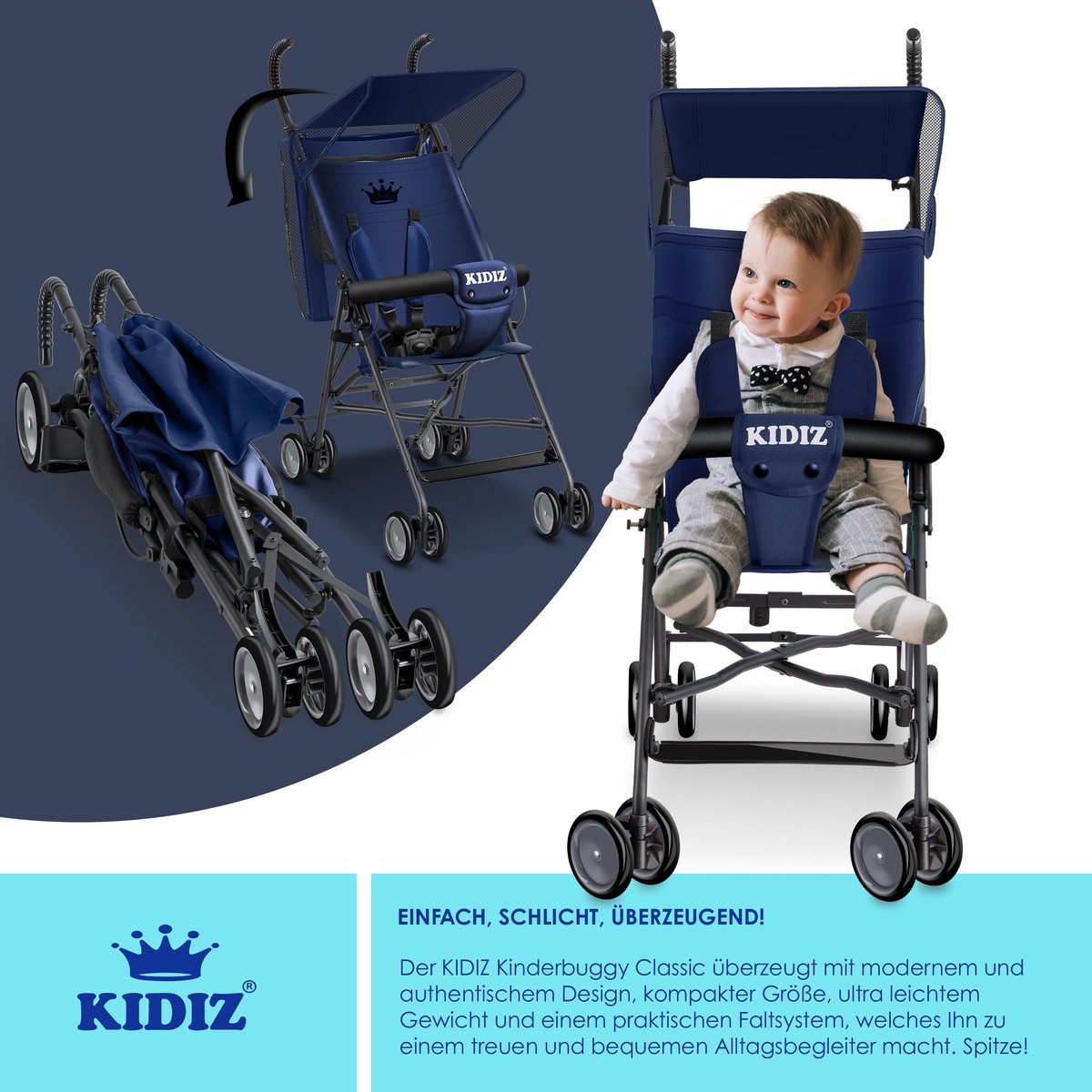 KIDIZ® Kinderwagen - Wandelwagen - Kinderbuggy - Blauw