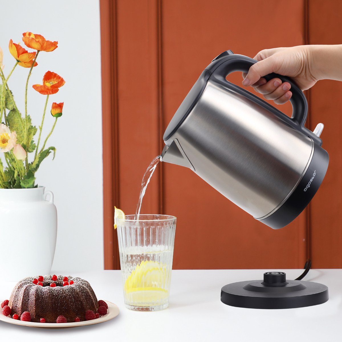 Aigostar Waterkoker - RVS Design - 2200W - 1.7 liter - Zwart